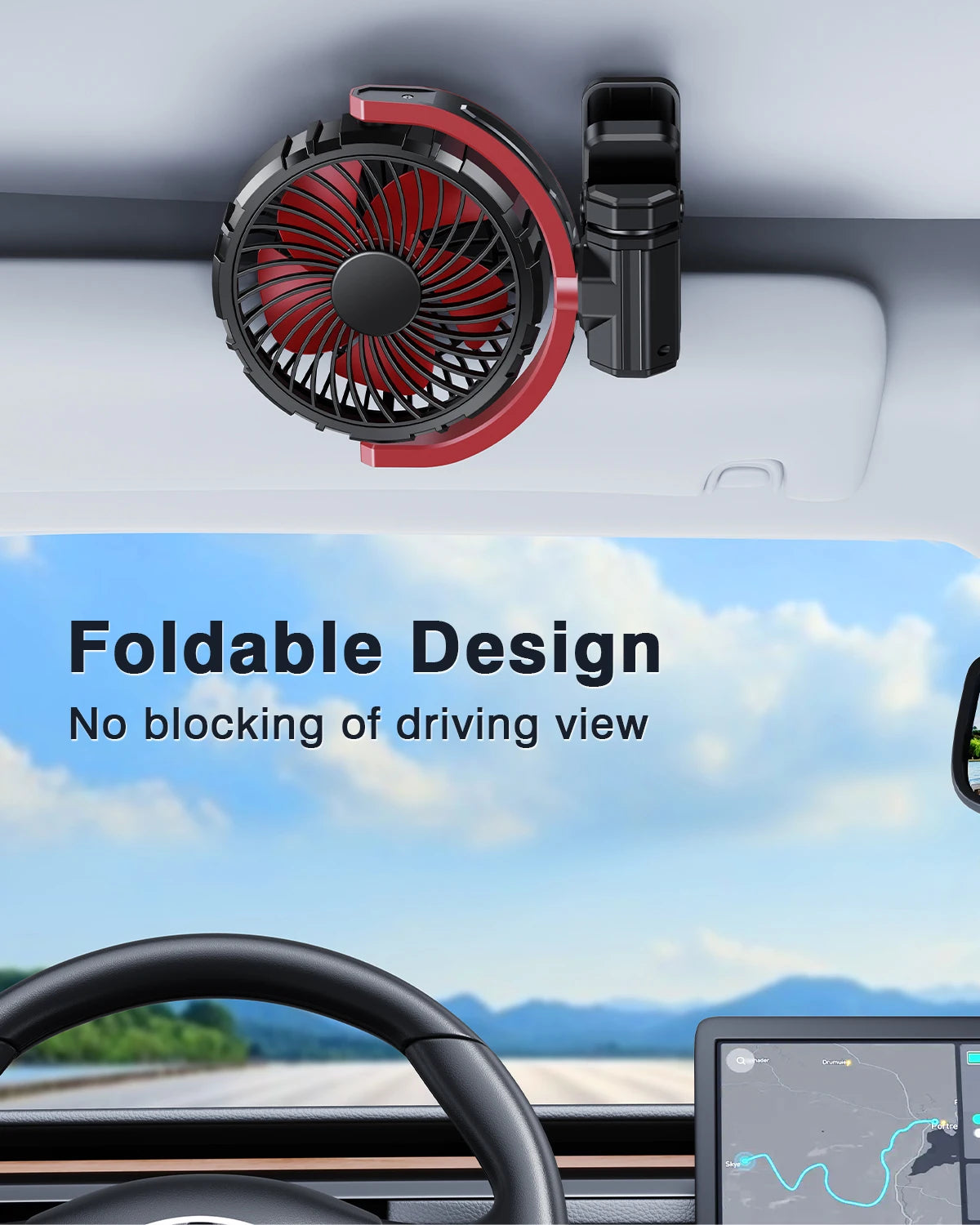 Car Cooling Clamp Fan 2000mAh USB Rechargeable Fan - Autoxmatch
