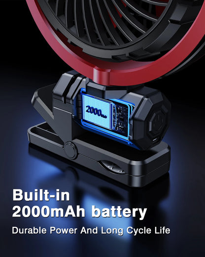 Car Cooling Clamp Fan 2000mAh USB Rechargeable Fan - Autoxmatch