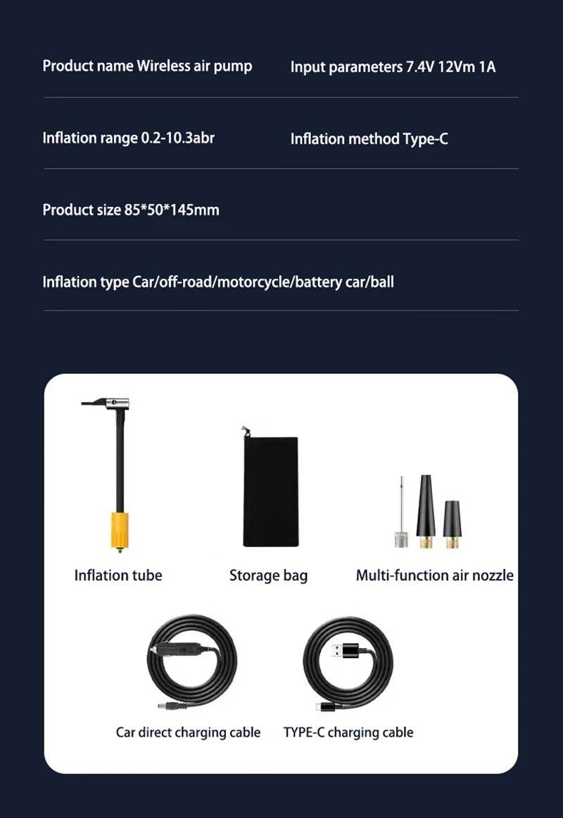 Portable Wireless Car Inflation Pump - Autoxmatch