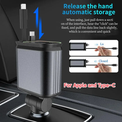 Retractable 4-in-1 Starry Sky Ceiling Atmosphere Light Universal Car Charger - Autoxmatch