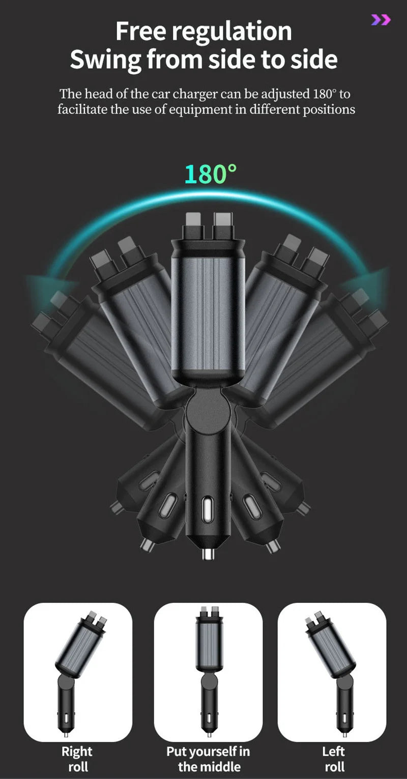 Retractable 4-in-1 Starry Sky Ceiling Atmosphere Light Universal Car Charger - Autoxmatch