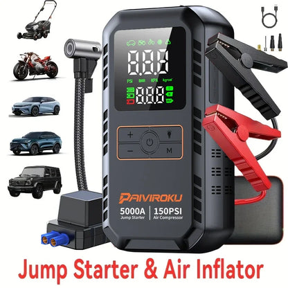 Autoxmatch Paiviroku 5000A 4-in-1 Car Jump Starter with Air Compressor