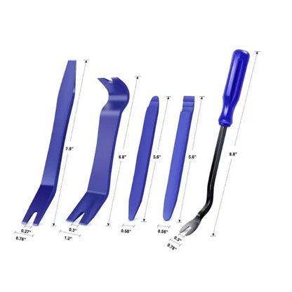 Set of blue car removal tools with size