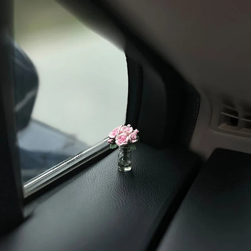 Car Interior Decoration Mini Rose & Sunflower Vase - Autoxmatch