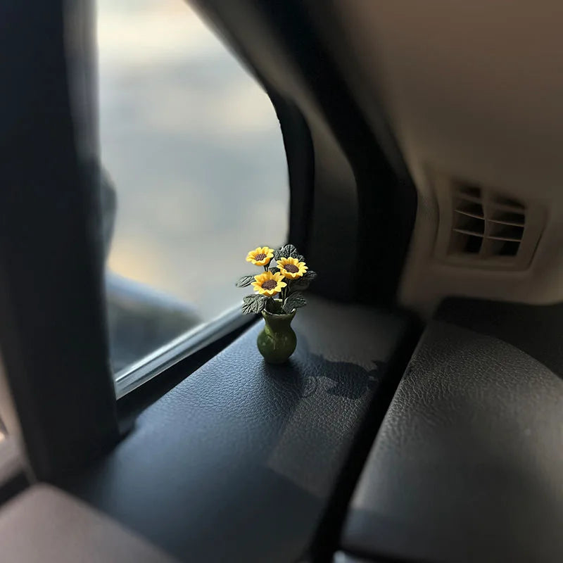 Car Interior Decoration Mini Rose & Sunflower Vase - Autoxmatch