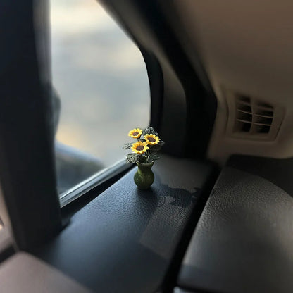 Car Interior Decoration Mini Rose & Sunflower Vase - Autoxmatch