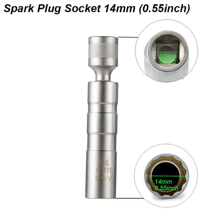 Spark plug socket with detailed view on a white background