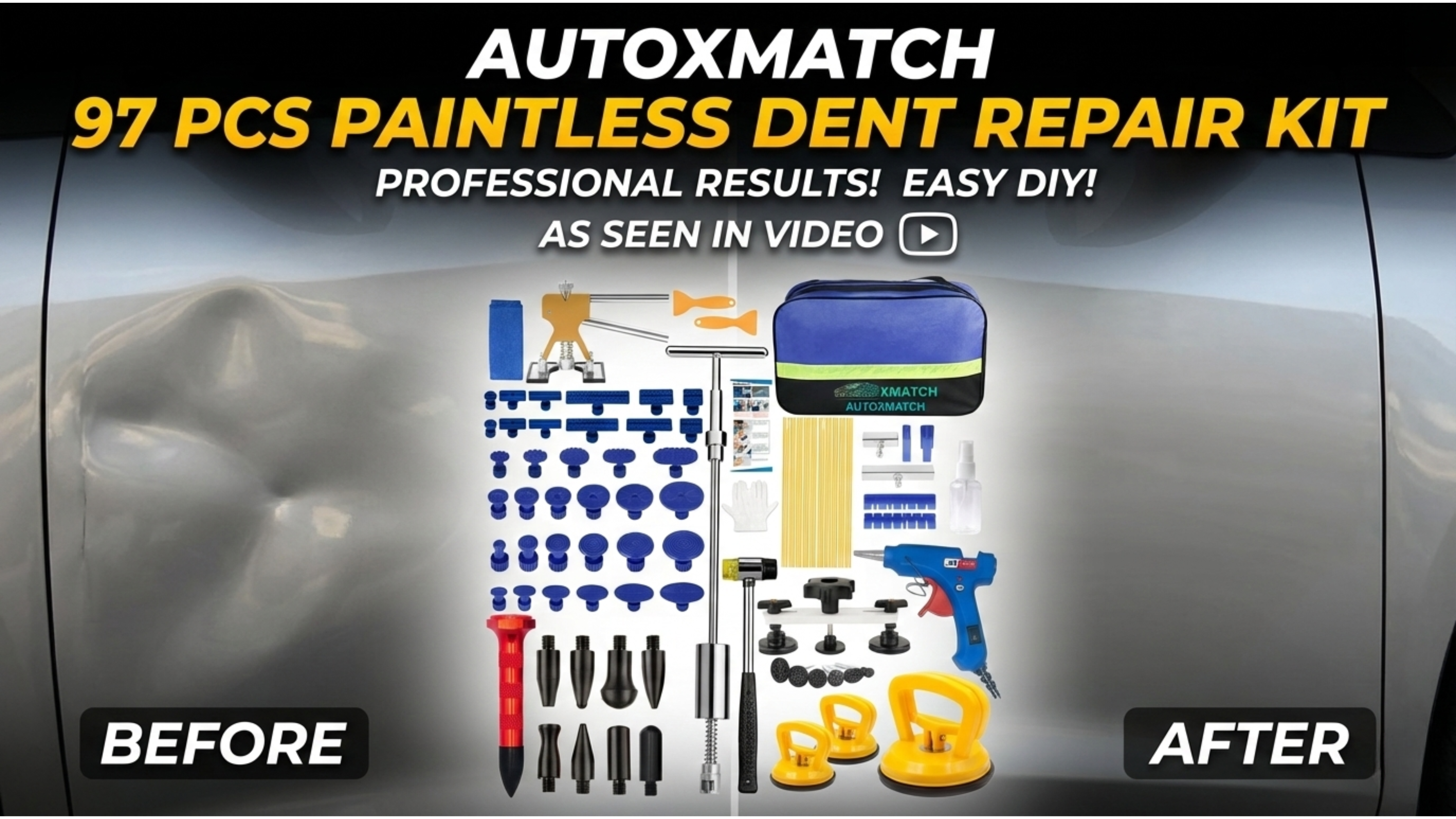 Load video: Suction Cups Dent Puller | Autoxmatch Body Repair Dent Removal Tools