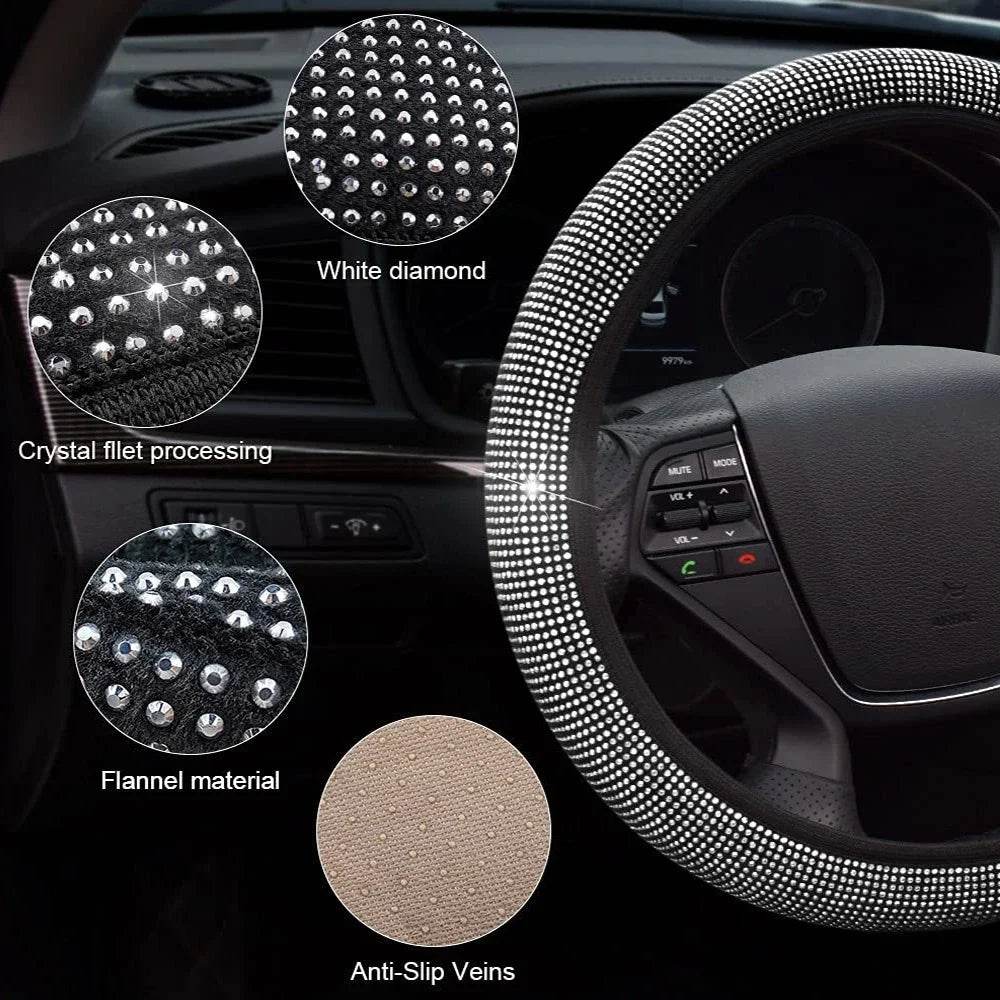 Bling Crystal Diamond Car Steering Wheel Cover - Autoxmatch
