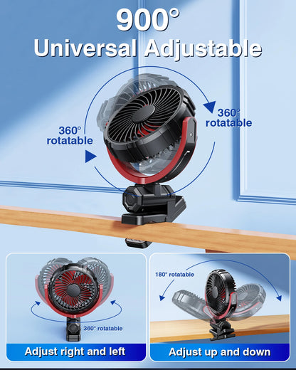 Car Cooling Clamp Fan 2000mAh USB Rechargeable Fan - Autoxmatch
