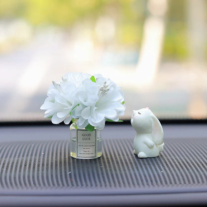 Flower Vase and Rabbit Car Interior Decoration - Autoxmatch