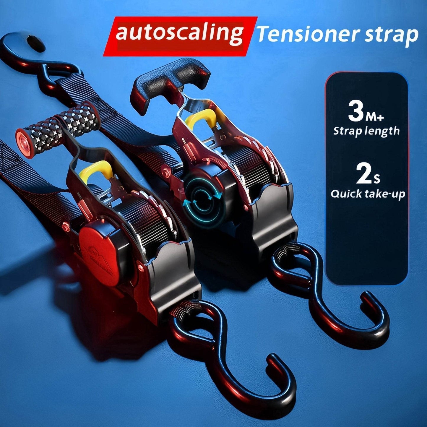 Auto-Lock Retractable Cargo Strap – Perfect for Motorcycle & Luggage Securement - Autoxmatch