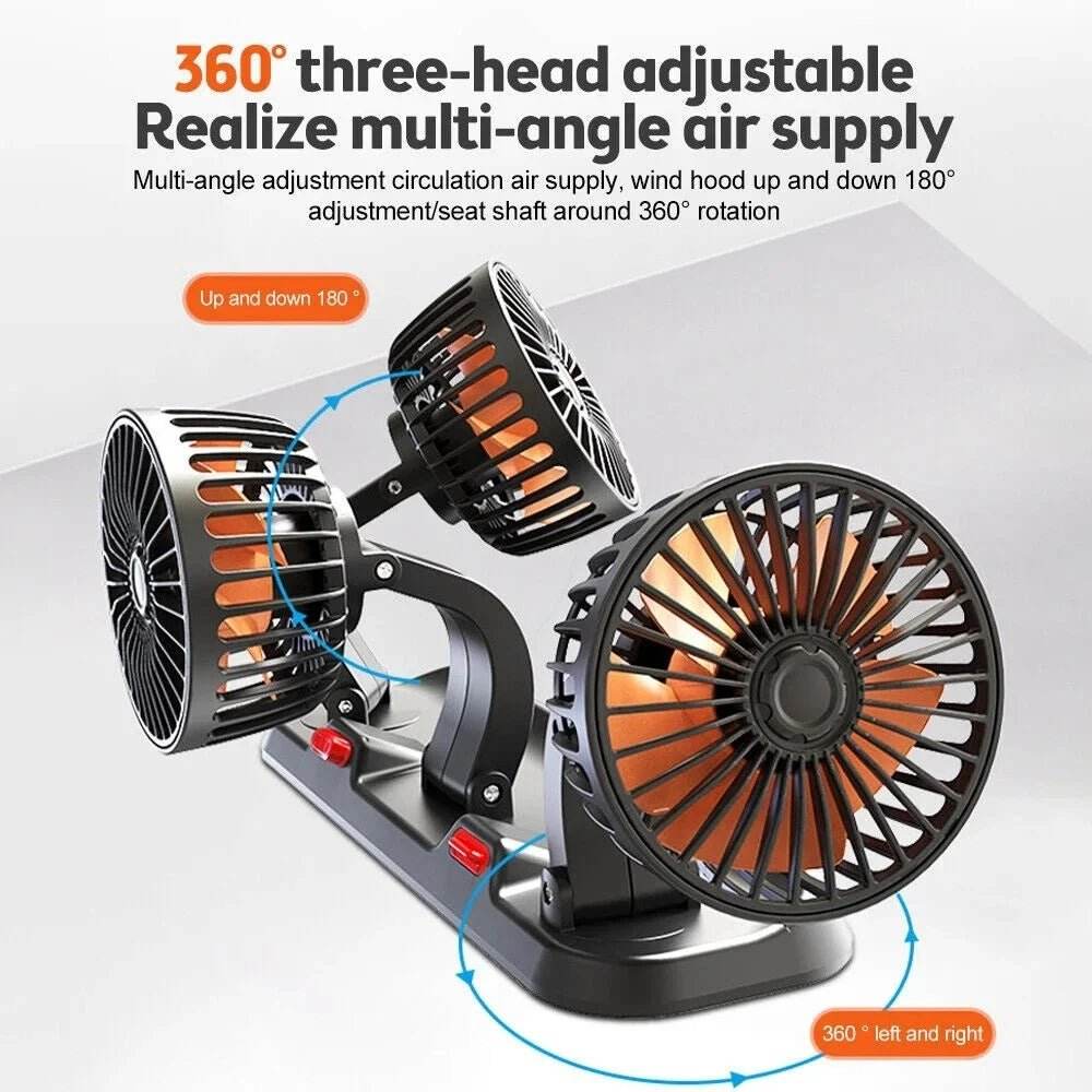 Car Cooling Fan 360° Adjustable Heads - Autoxmatch