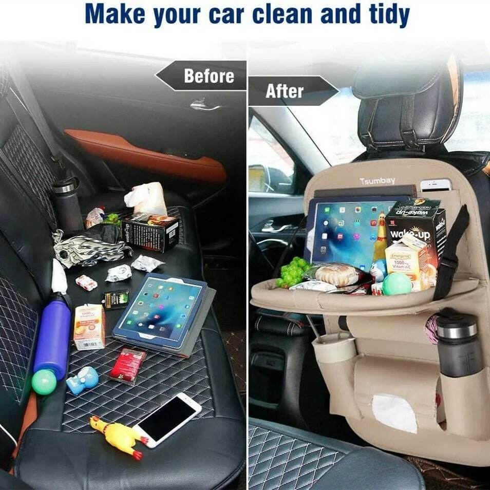 Car Seat Back Organizer with Foldable Table - Autoxmatch