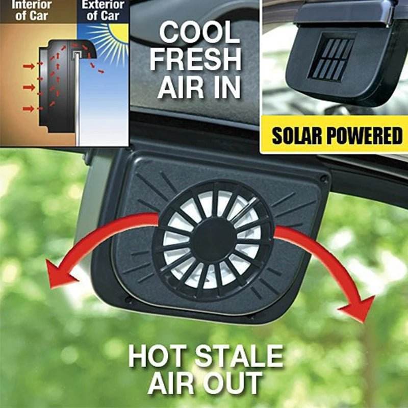 Car Solar Powered Portable Window Fan - Autoxmatch