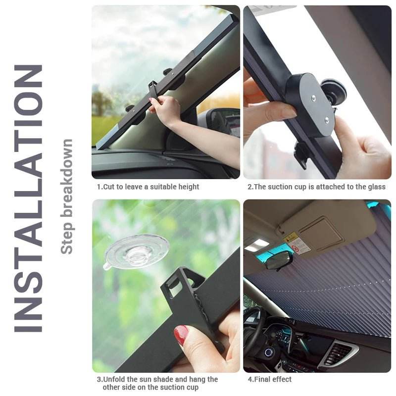 Front & Rear Car Windshield Sunshade Retractable Curtain - Autoxmatch