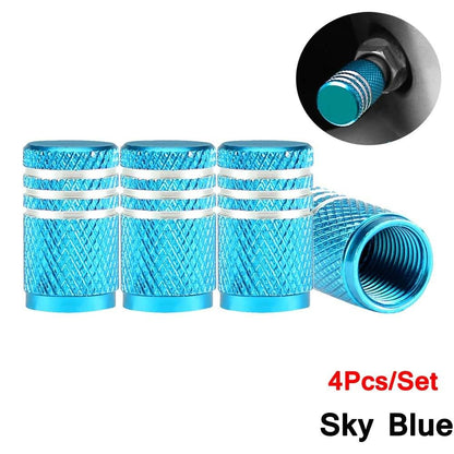 Knurling Style Car Tire Valve Stems Cap 4Pcs - Autoxmatch