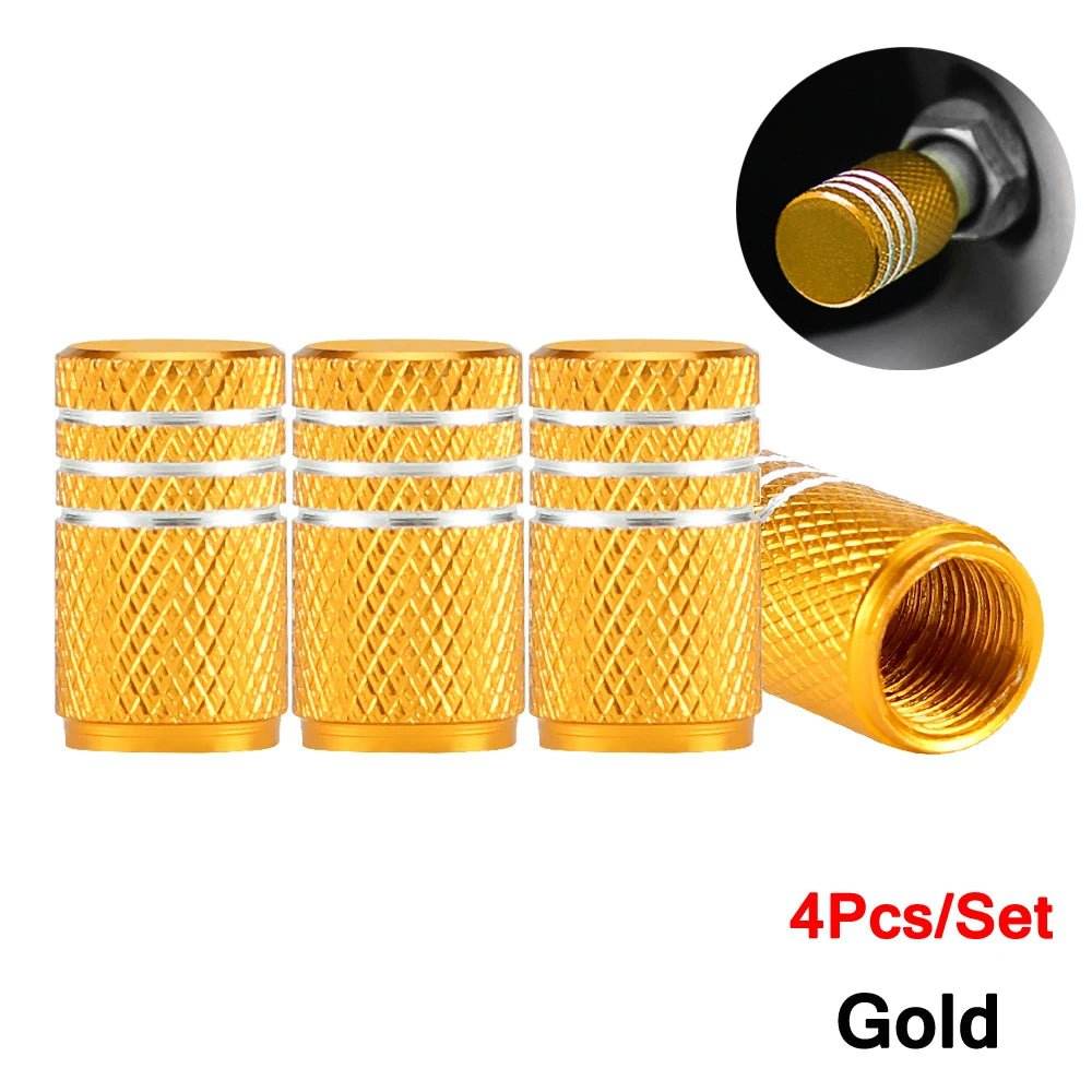 Knurling Style Car Tire Valve Stems Cap 4Pcs - Autoxmatch