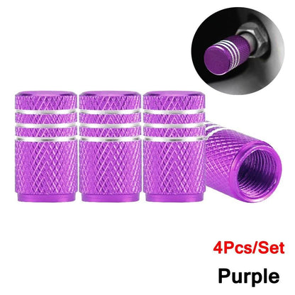 Knurling Style Car Tire Valve Stems Cap 4Pcs - Autoxmatch