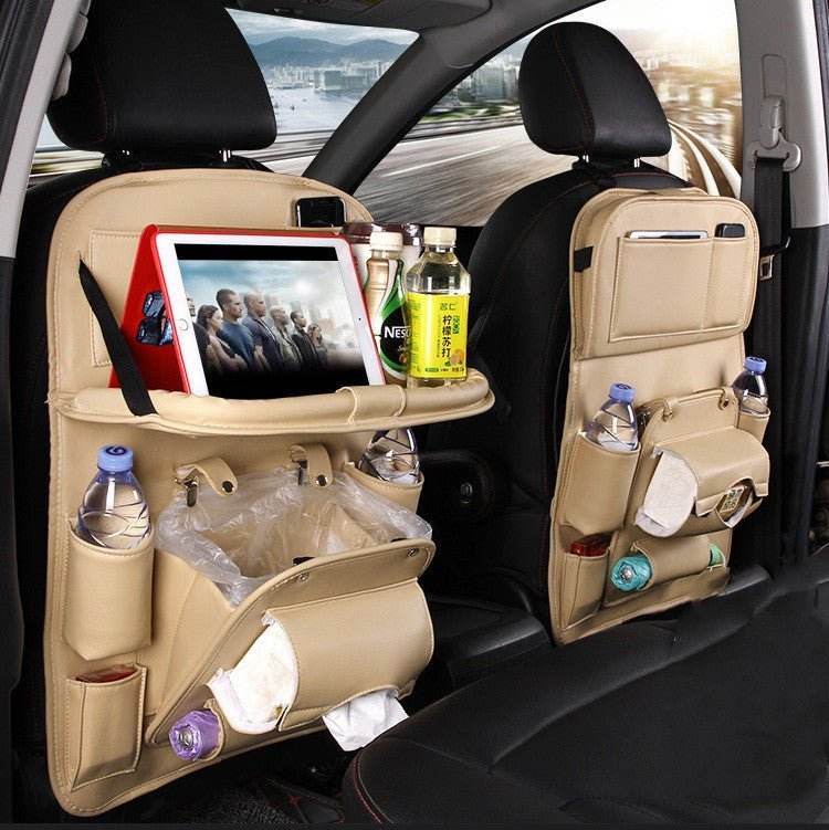 Leather Car Storage Bag - Multifunction Seat Back Tray - Autoxmatch