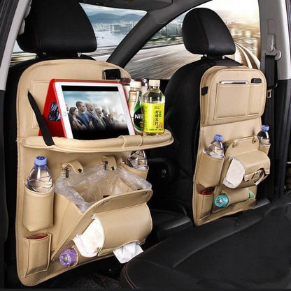 Leather Car Storage Bag - Multifunction Seat Back Tray - Autoxmatch