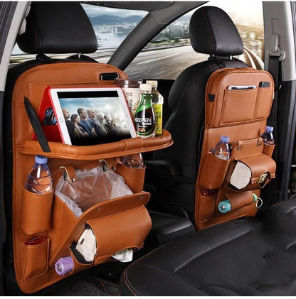 Leather Car Storage Bag - Multifunction Seat Back Tray - Autoxmatch