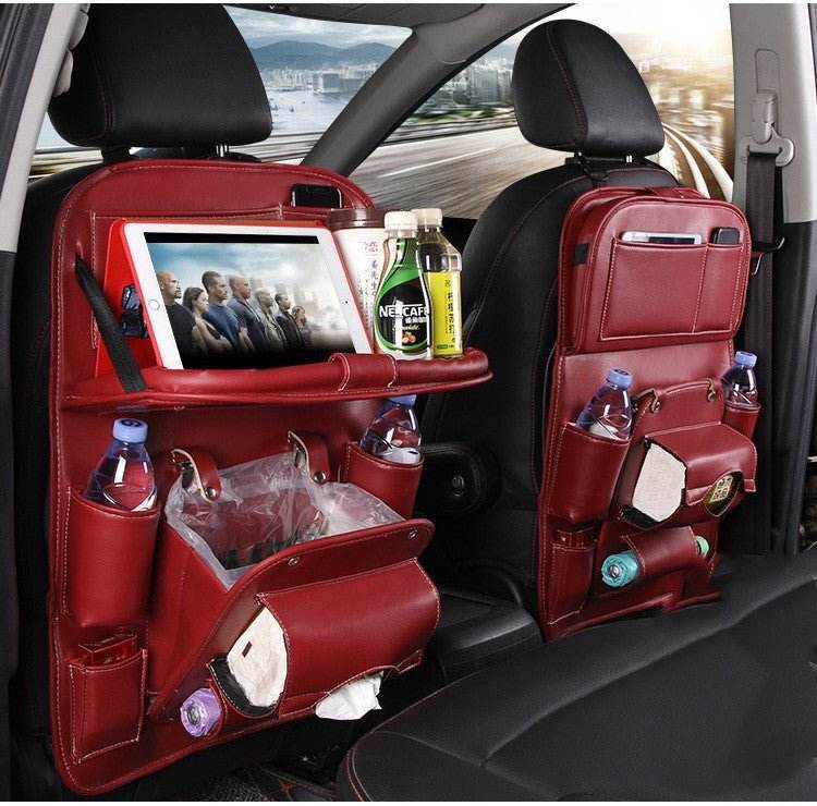 Leather Car Storage Bag - Multifunction Seat Back Tray - Autoxmatch