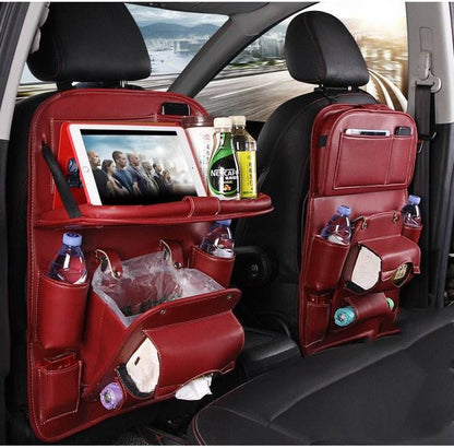 Leather Car Storage Bag - Multifunction Seat Back Tray - Autoxmatch