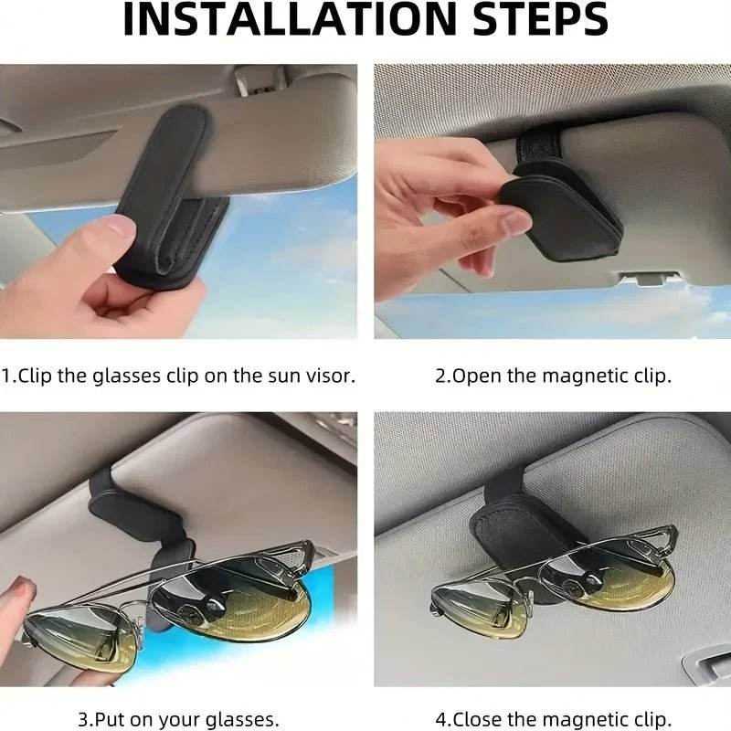 Magnetic Leather Sunglasses holder for Car 1Pcs - Autoxmatch
