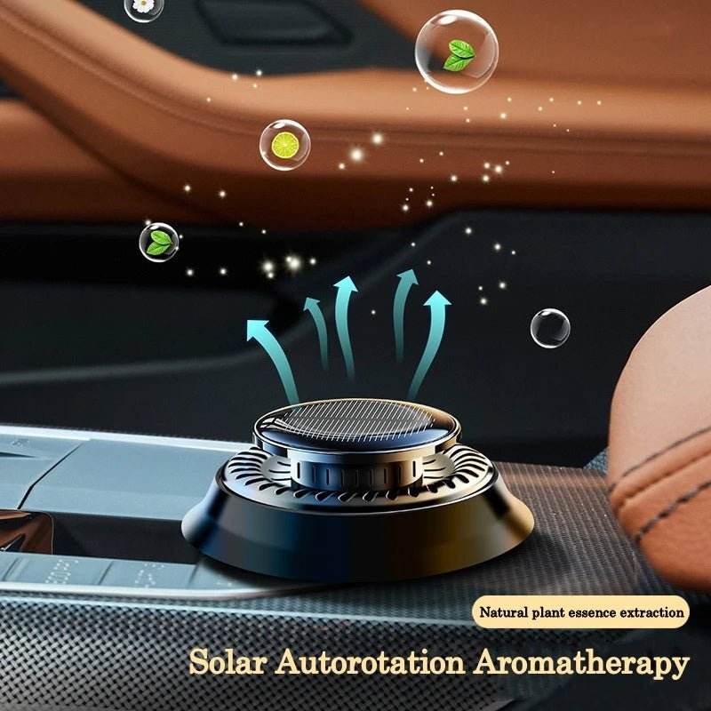 Portable Solar-Powered Kinetic Car Air Freshener | Double Ring Rotating Perfume & Fragrance Diffuser - Autoxmatch