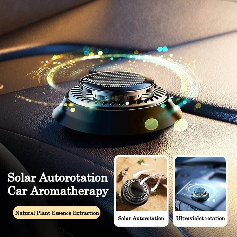 Portable Solar-Powered Kinetic Car Air Freshener | Double Ring Rotating Perfume & Fragrance Diffuser - Autoxmatch