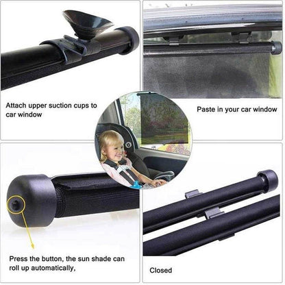 Side window- Car Retractable Sunshade Curtain 2Pcs - Autoxmatch