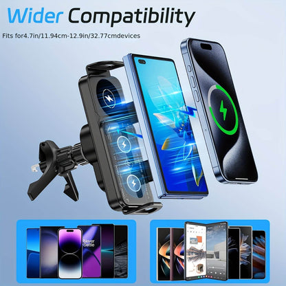 Wireless Charging Phone Holder – 90° Rotating Car Mount, Universal - Autoxmatch
